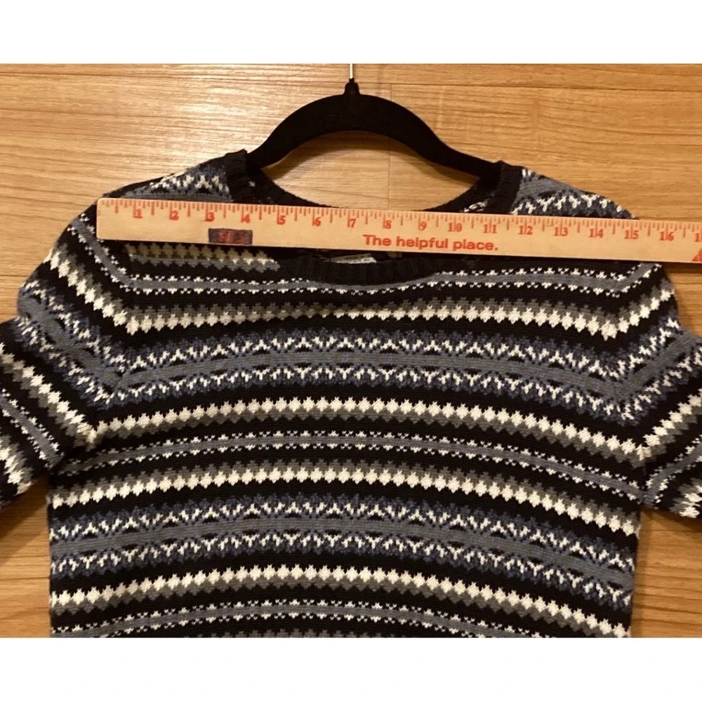 Tommy Hilfiger Women S Navy Fair Isle Cotton Knit Crewneck Sweater Cabin Nordic